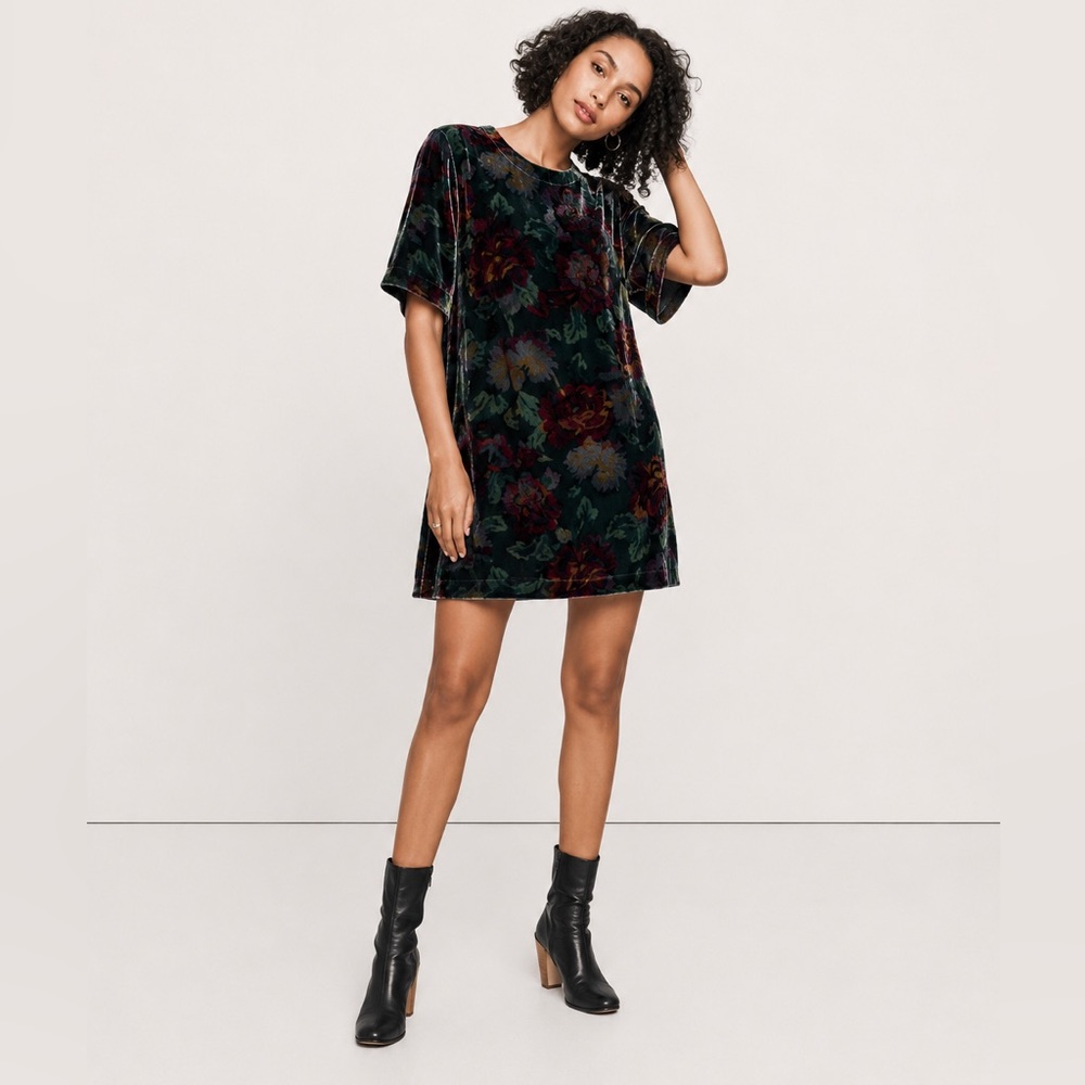 NWT! The Emmy Short-Sleeve Swing Mini Dress by Maeve: Velvet Edition - XS 🏓 - Picture 2 of 11